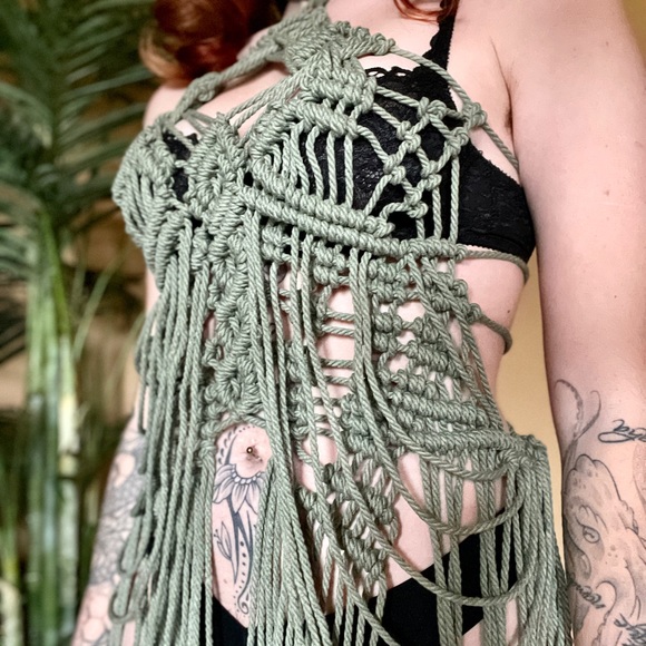 Handmade Macramé Mini Dress Festival Coachella - Picture 5 of 17